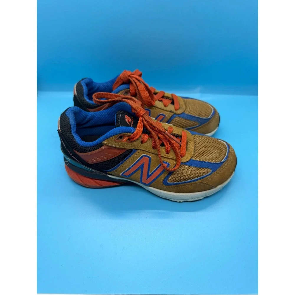 New Balance 990v5 Kids Sneakers Brown Blue Orange Athletic Shoes